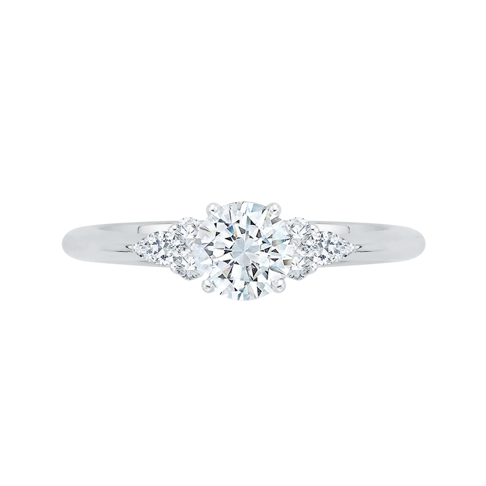 14K White Gold Round Diamond Engagement Ring