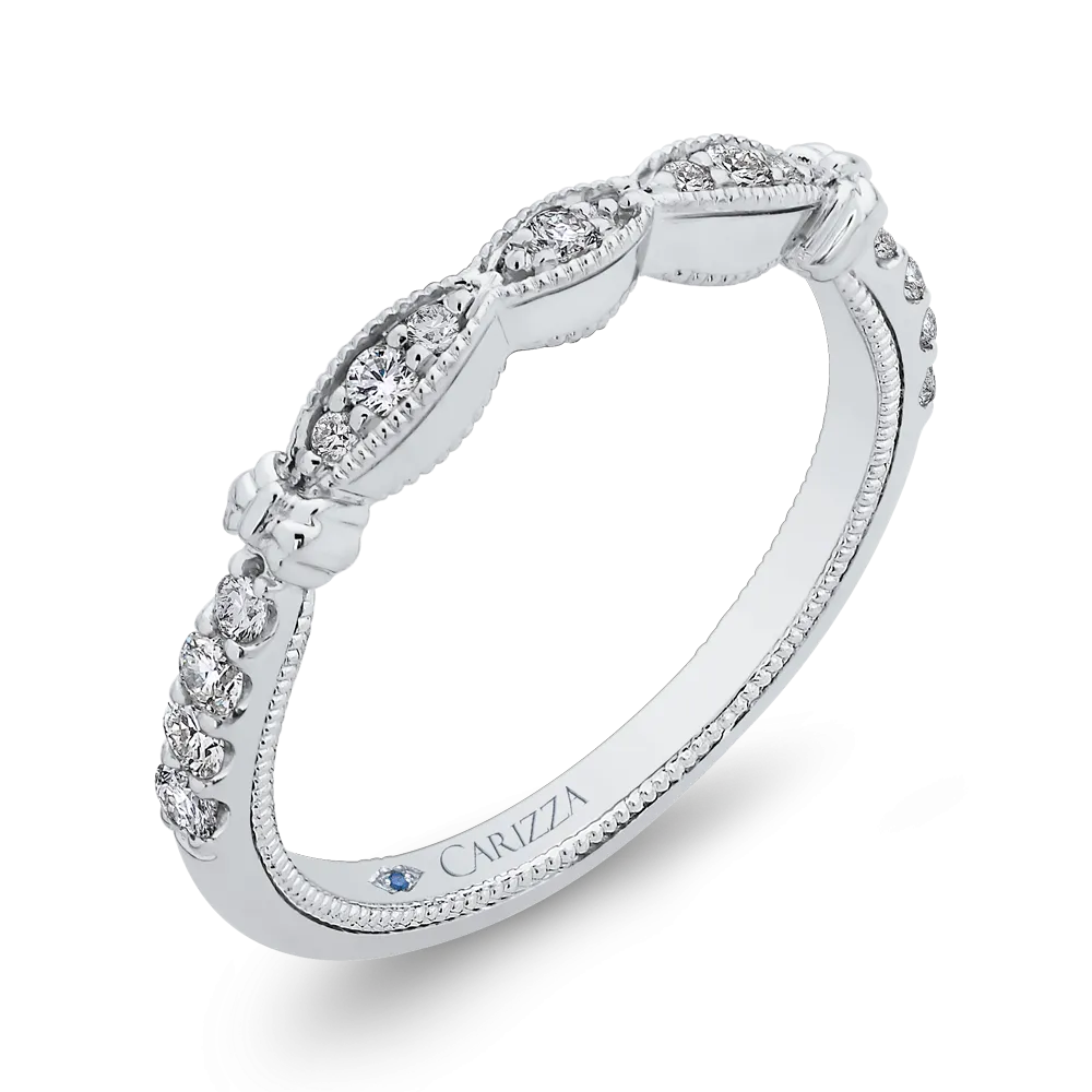 14K White Gold Round Diamond Half Eternity Wedding Band