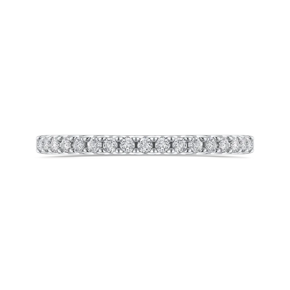 14K White Gold Round Diamond Half Eternity Wedding Band