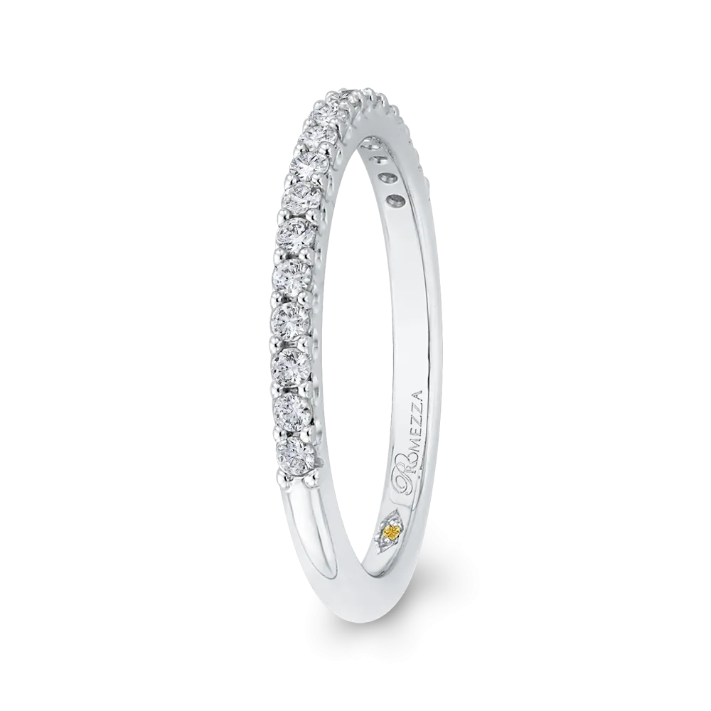 14K White Gold Round Diamond Half Eternity Wedding Band