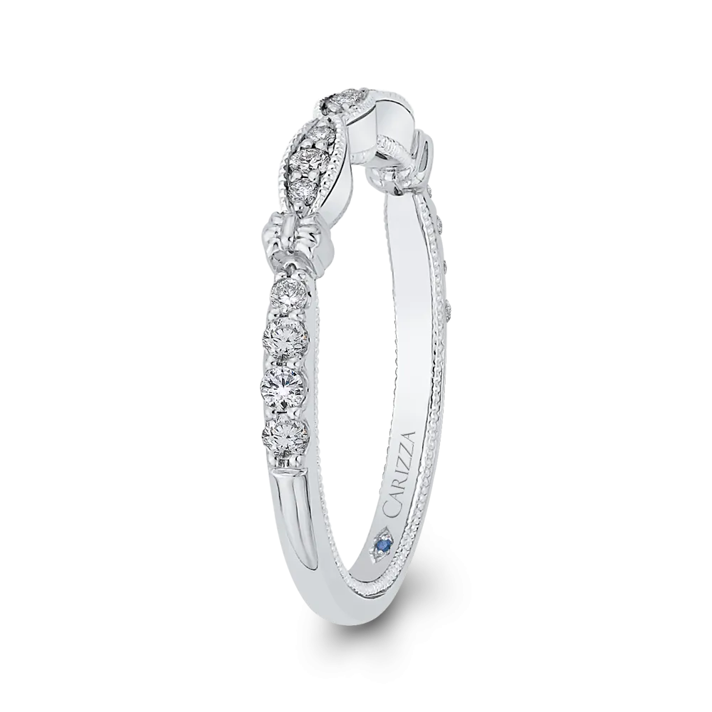 14K White Gold Round Diamond Half Eternity Wedding Band