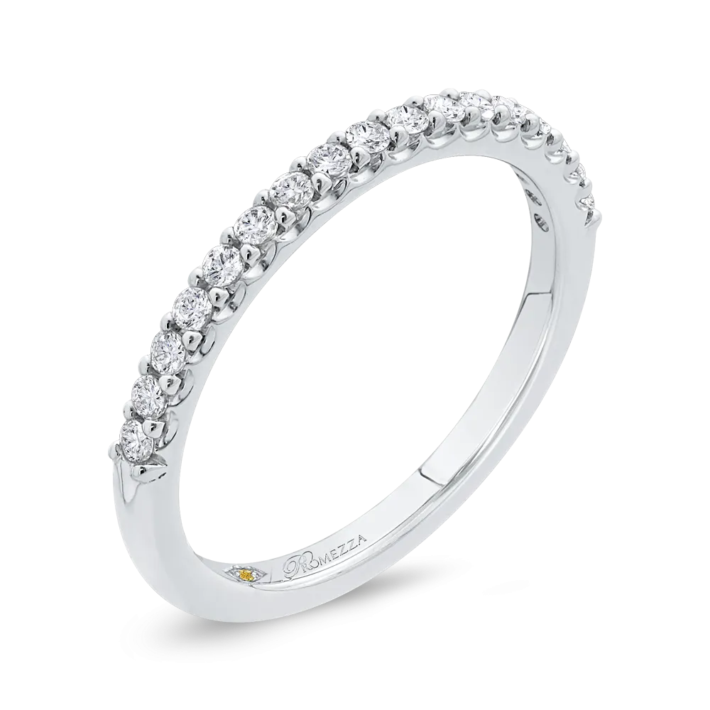 14K White Gold Round Diamond Half Eternity Wedding Band