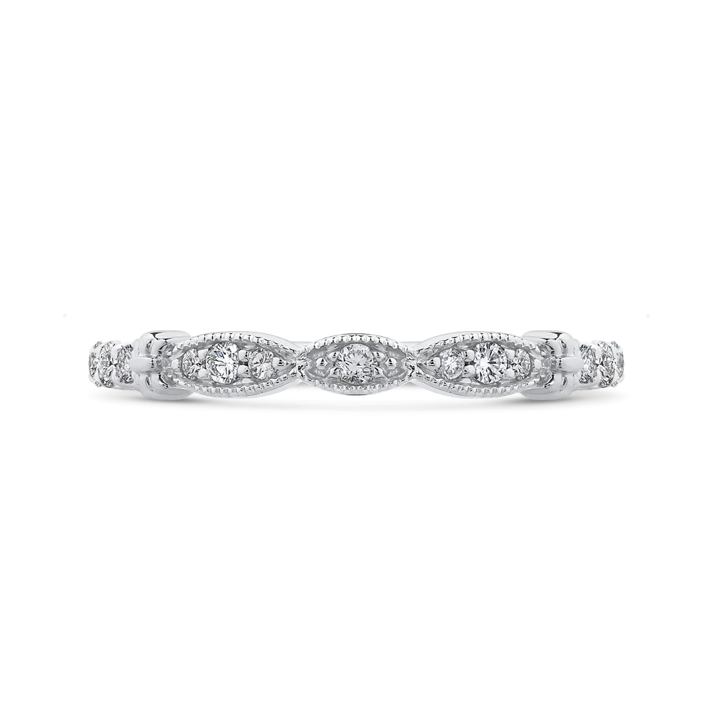 14K White Gold Round Diamond Half Eternity Wedding Band