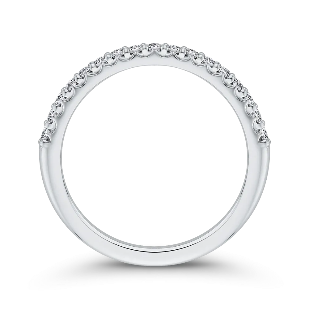 14K White Gold Round Diamond Half Eternity Wedding Band