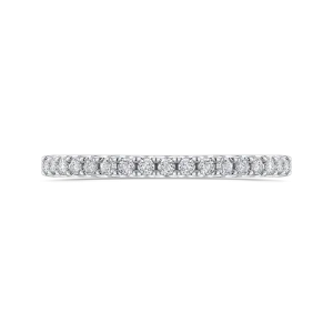 14K White Gold Round Diamond Half Eternity Wedding Band