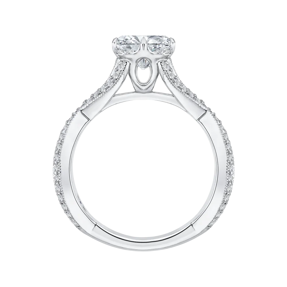 14K White Gold Split Shank Round Diamond Engagement Ring (Semi Mount)