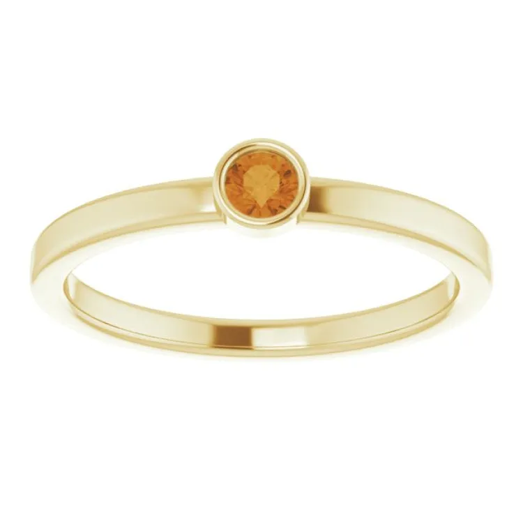 14K Yellow 3 mm Natural Citrine Ring