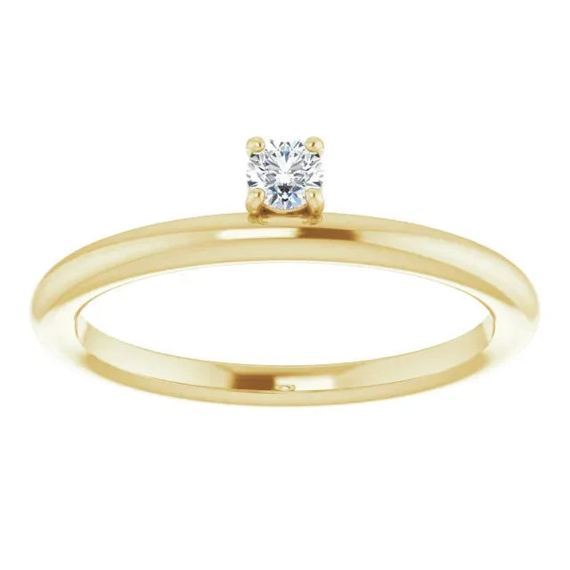 14K Yellow Gold 1/10 CT Diamond Stackable Ring