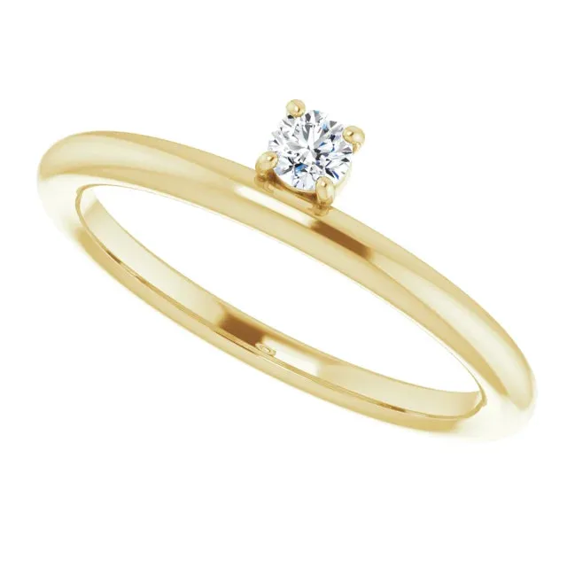 14K Yellow Gold 1/10 CT Diamond Stackable Ring