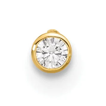 14k Yellow Gold  21 Gauge CZ Bezel Nose Stud