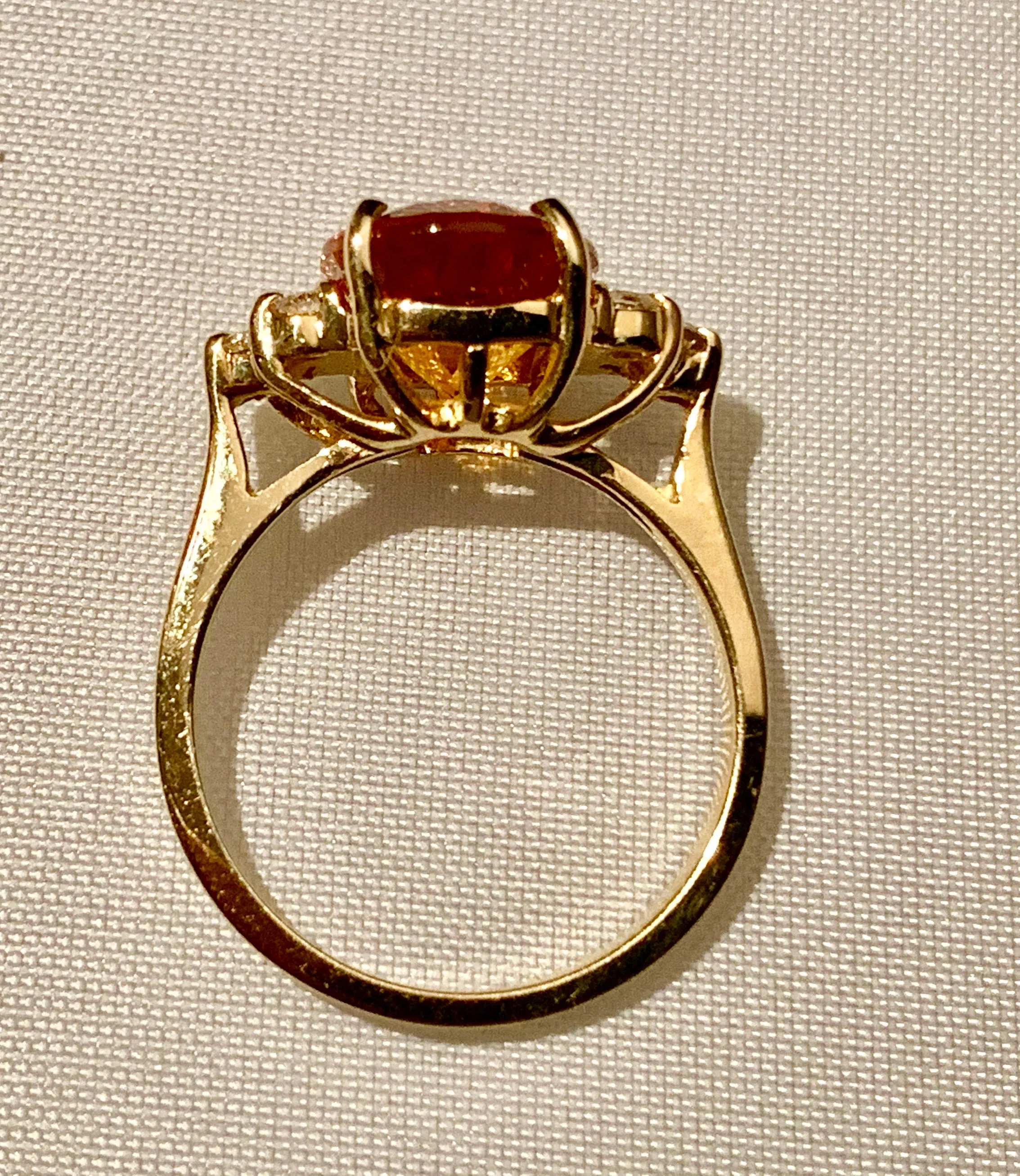 14K YELLOW GOLD CITRINE AND DIAMOND RING