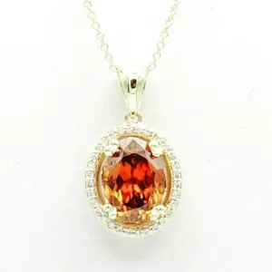 14K Yellow Gold Golden Zircon and Diamond Pendant & 16'' Necklace