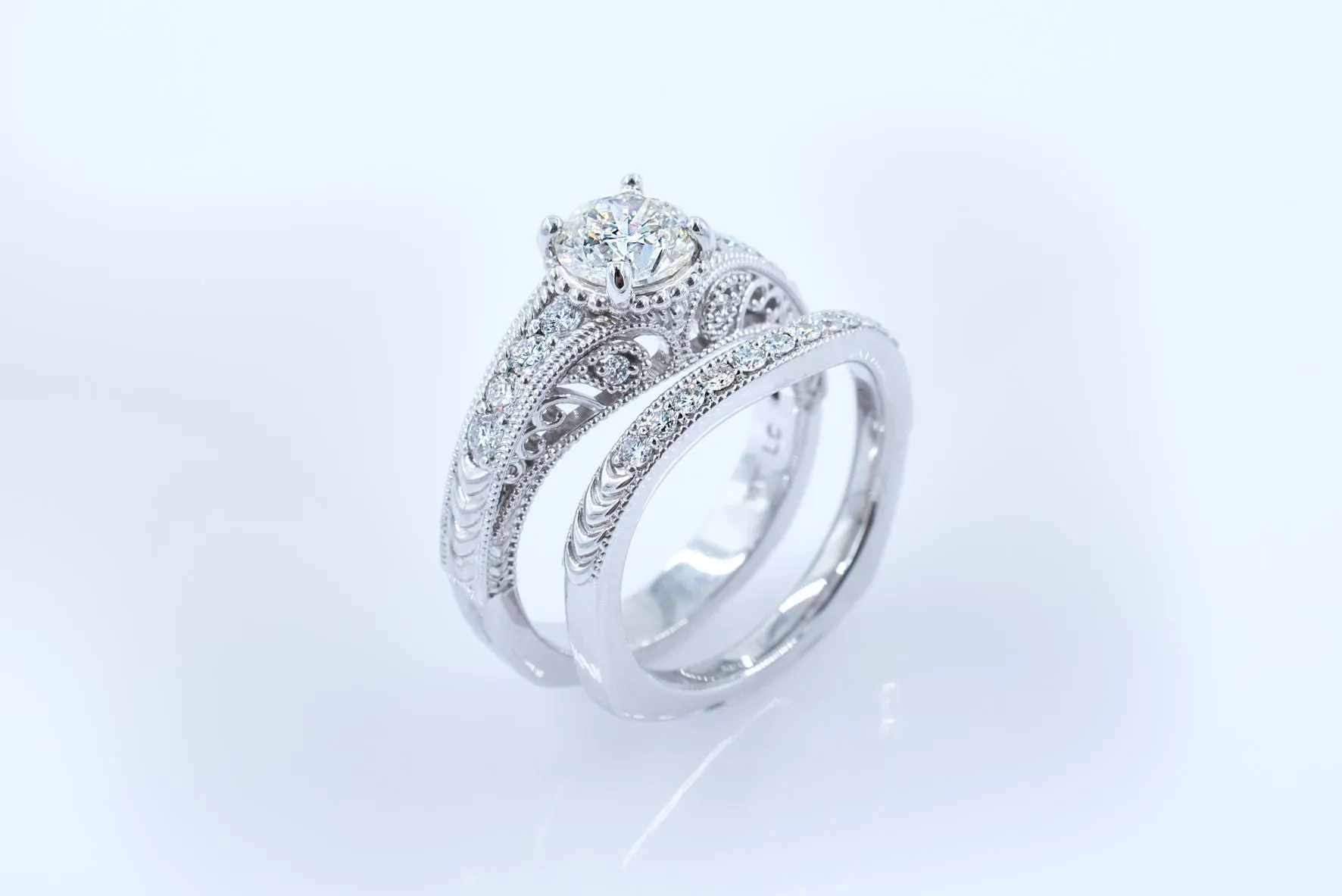 1.5 ctw Vintage-Style Diamond Wedding Set