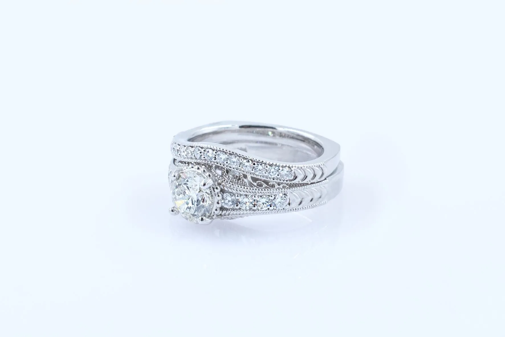 1.5 ctw Vintage-Style Diamond Wedding Set