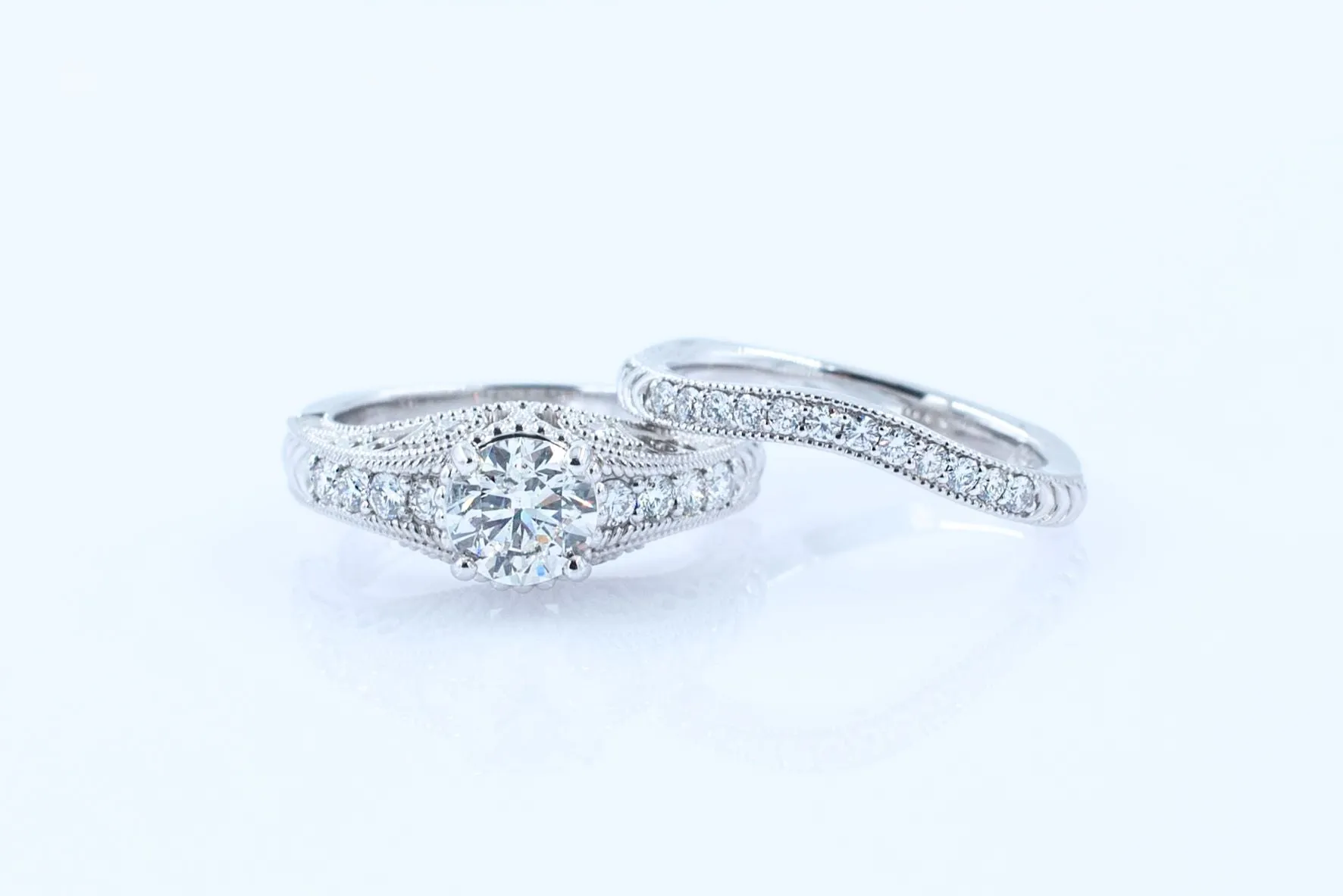 1.5 ctw Vintage-Style Diamond Wedding Set