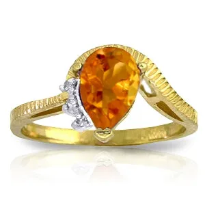 1.52 Carat 14K Solid Yellow Gold Amethystped Up Chic Citrine Diamond Ring