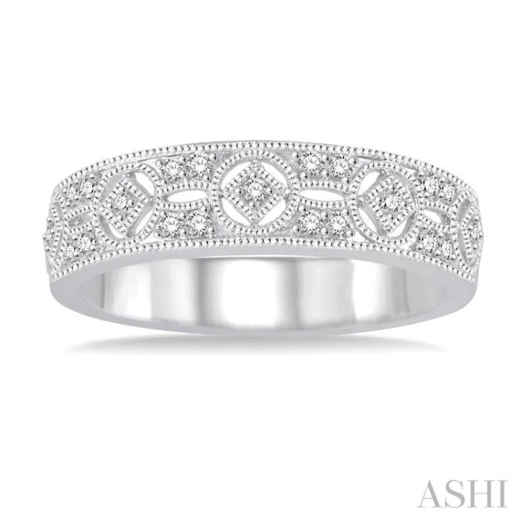 1/6 Ctw Round Cut Diamond Fashion Band in 14K White Gold.