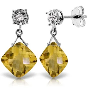 17.56 Carat 14K Solid White Gold Dare To Love Citrine Diamond Earrings