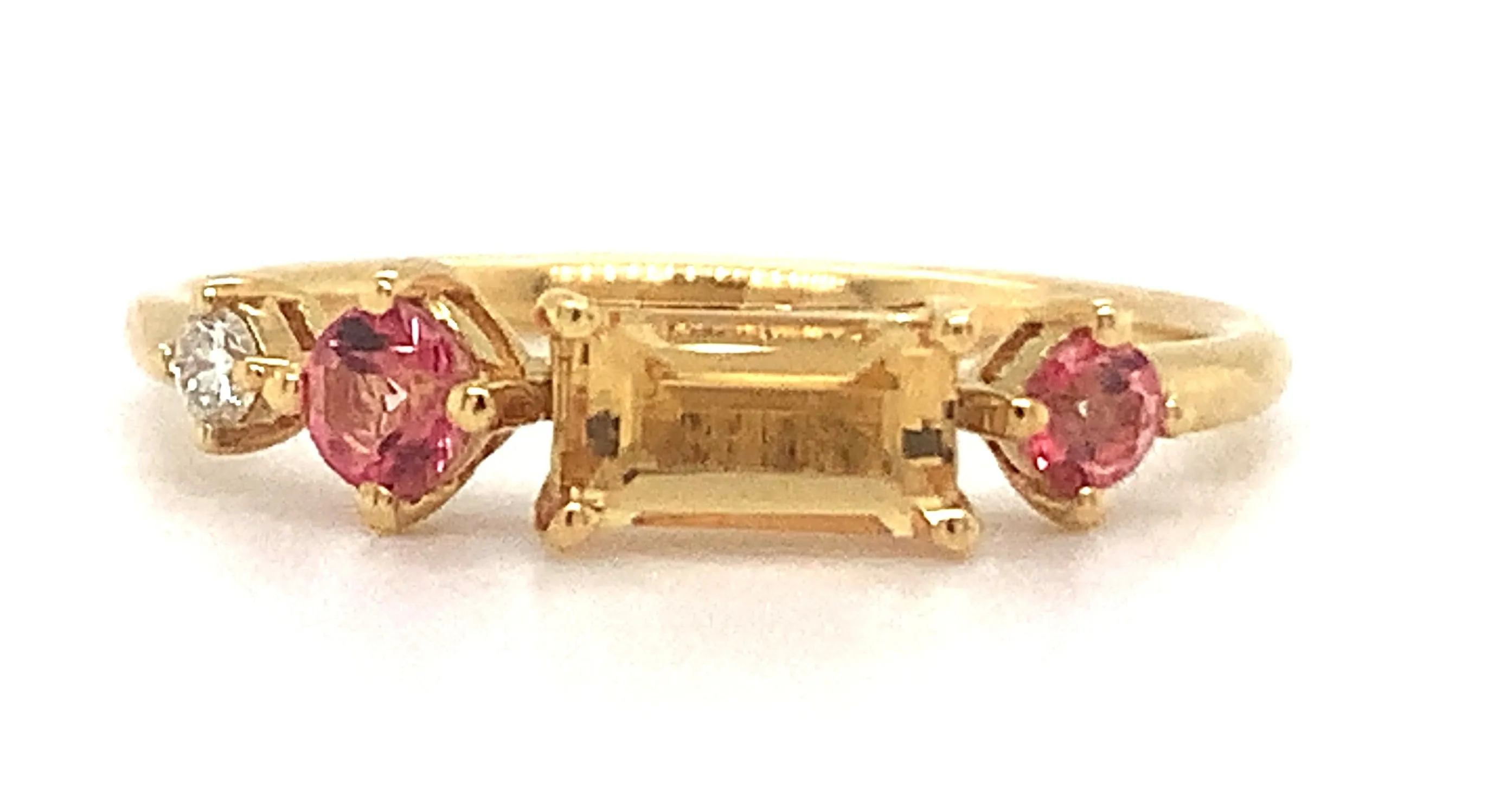 18ct Yellow Gold Diamond, Citrine And Pink Topaz Ring