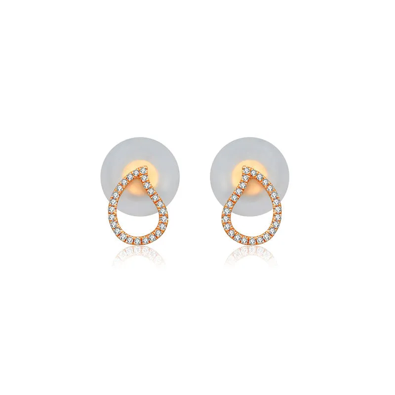 18k Gold Drop Shape Diamond Stud Earring