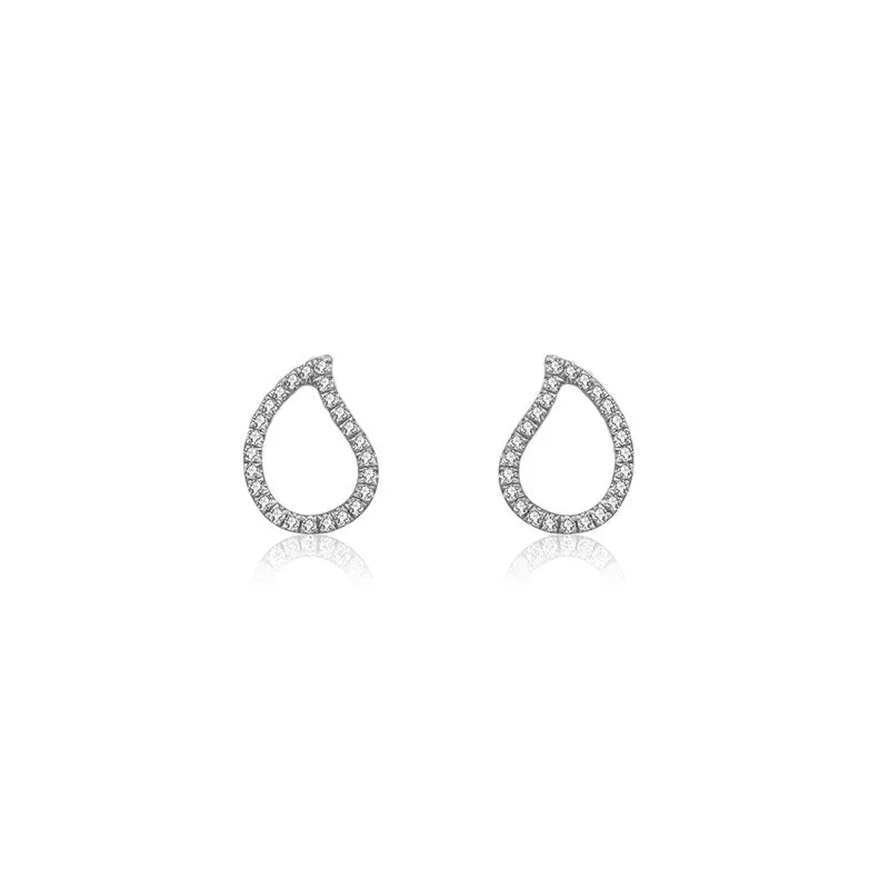 18k Gold Drop Shape Diamond Stud Earring