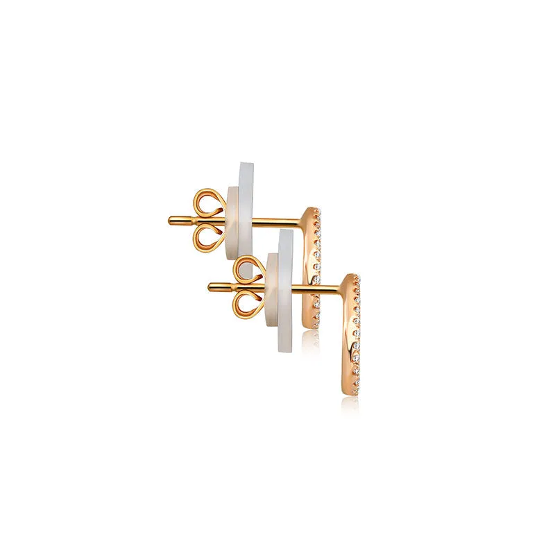 18k Gold Drop Shape Diamond Stud Earring