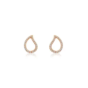 18k Gold Drop Shape Diamond Stud Earring