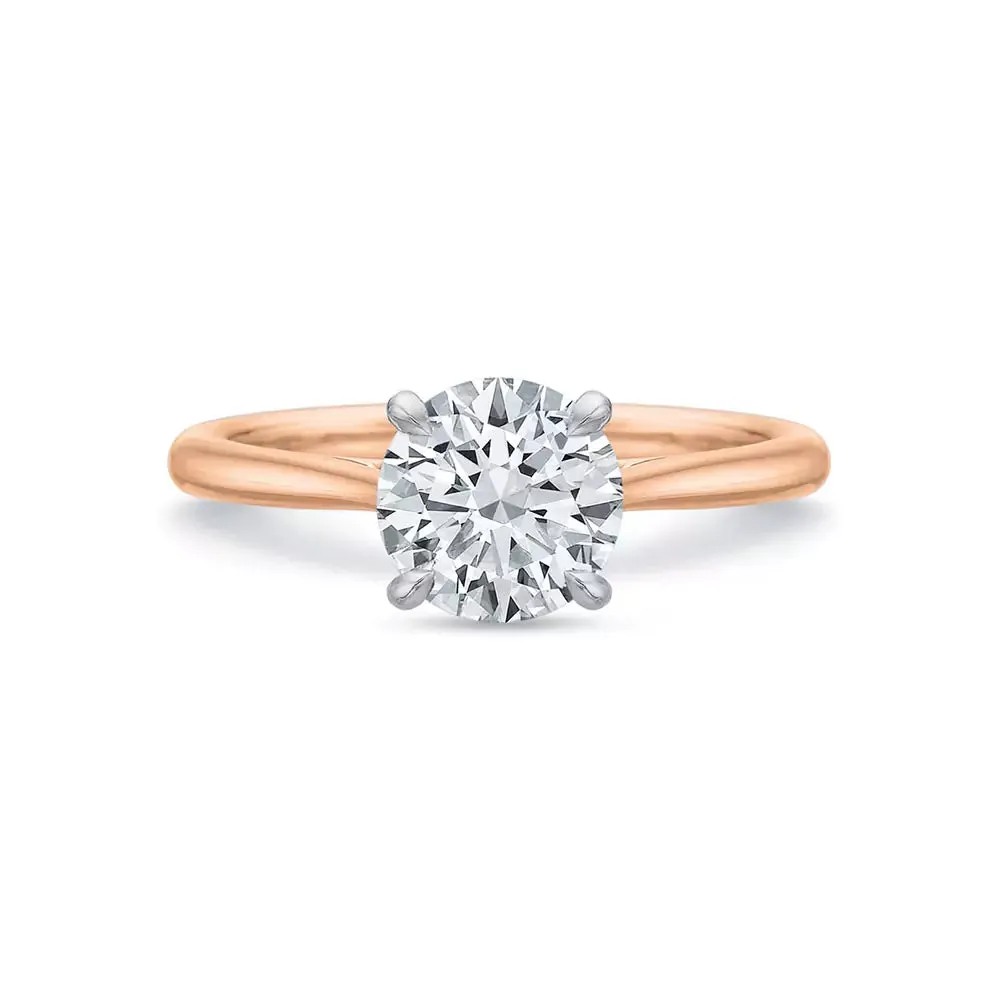 18k Rose Gold Cathedral Solitaire Engagement Ring