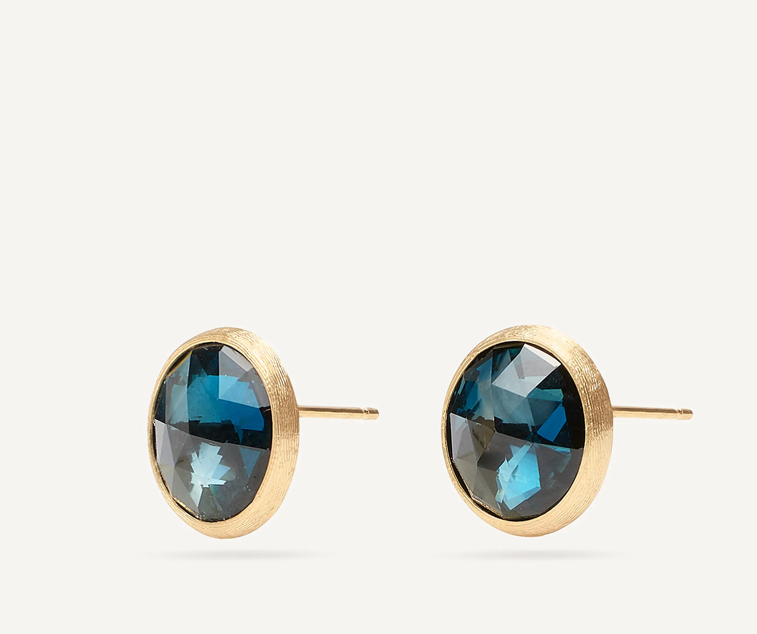 18K Yellow Gold Gemstone Stud Large Earrings