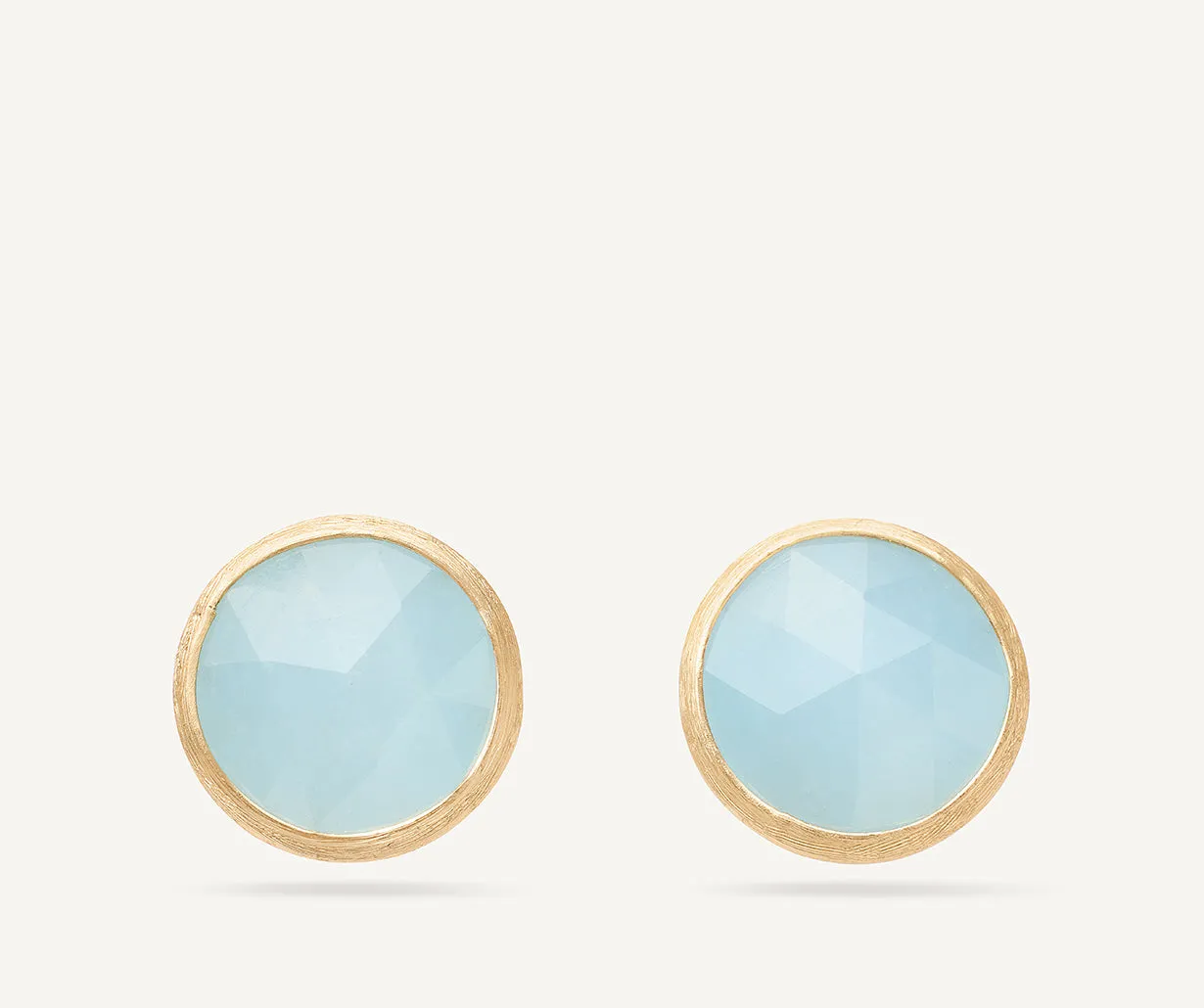 18K Yellow Gold Gemstone Stud Large Earrings