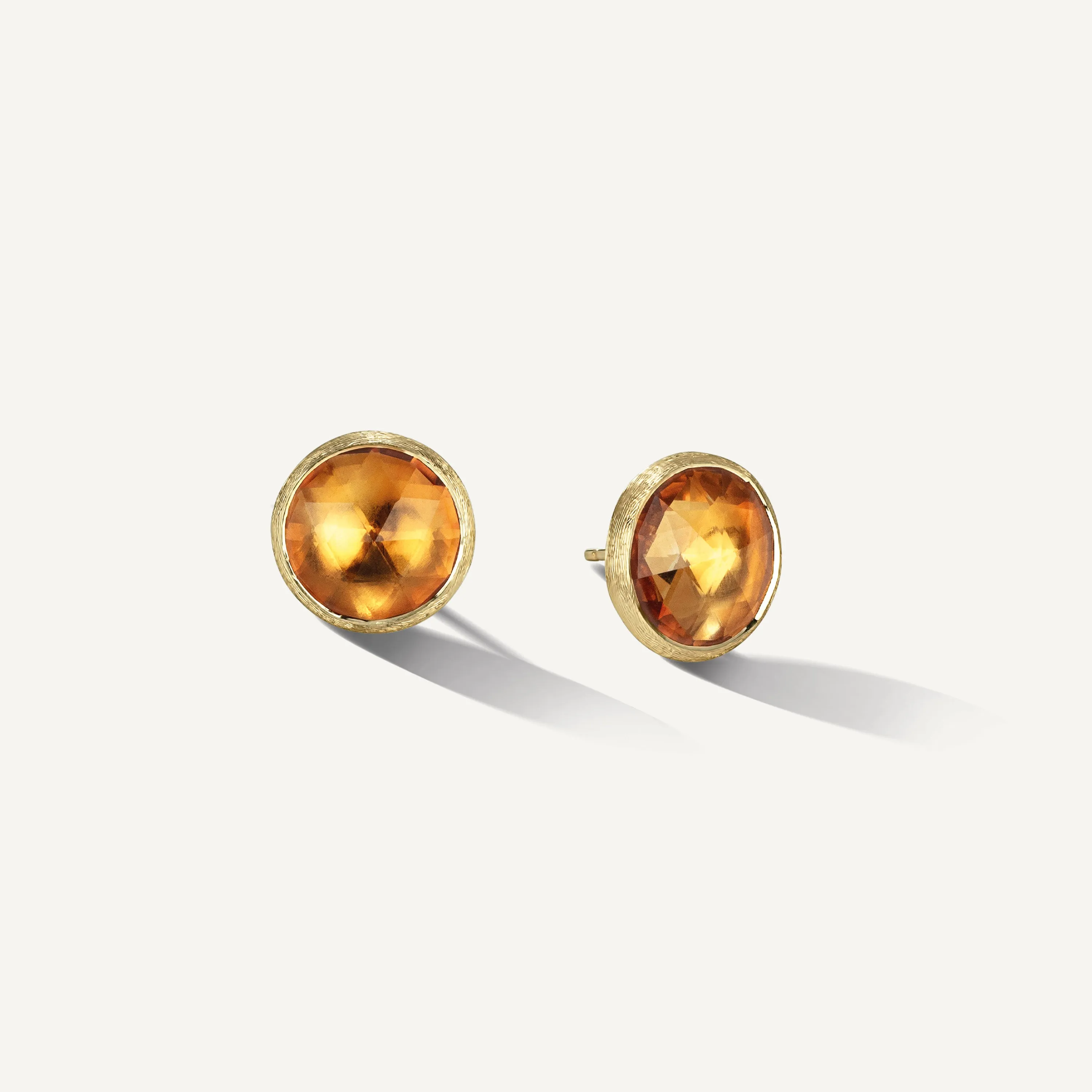 18K Yellow Gold Gemstone Stud Large Earrings