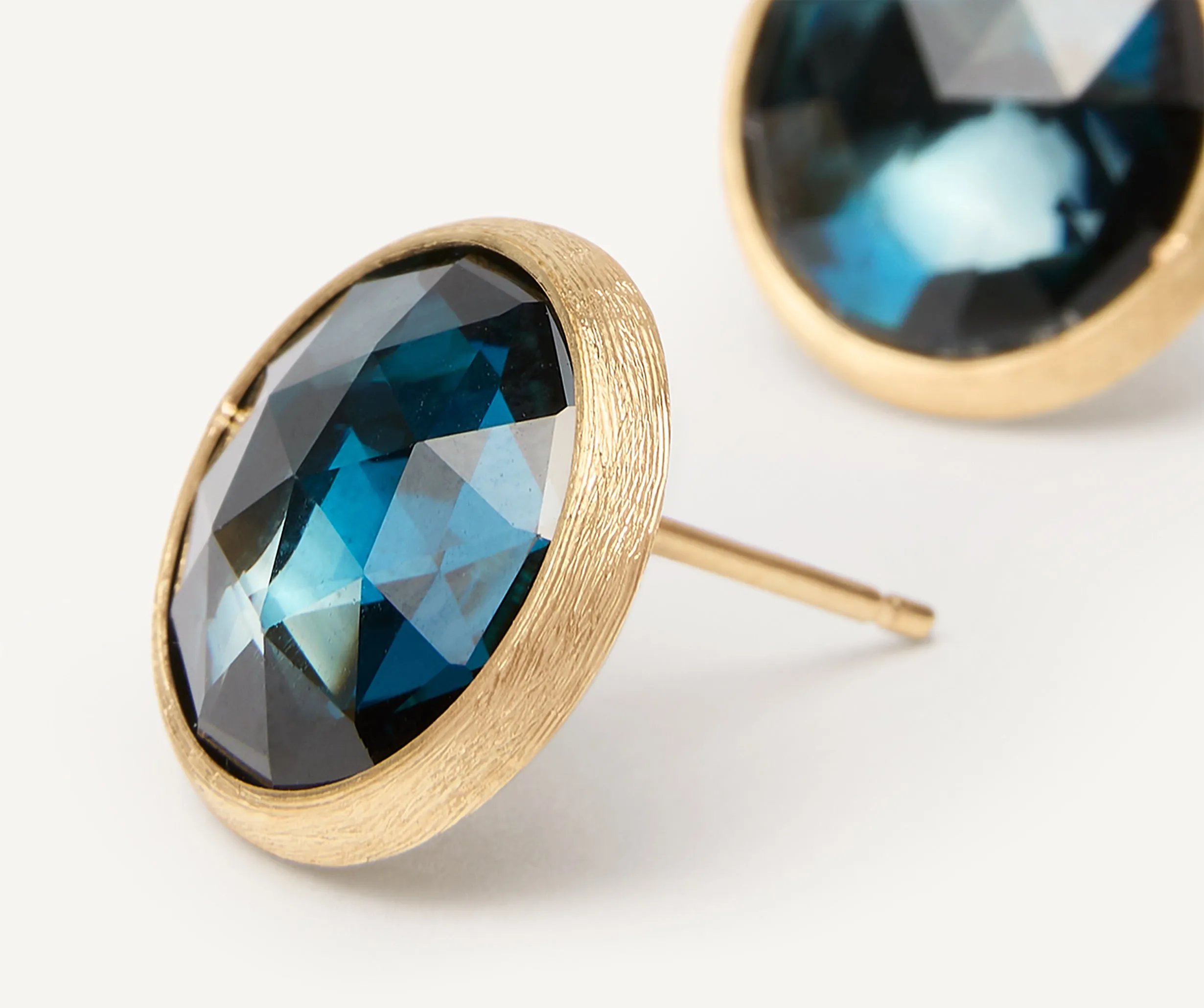 18K Yellow Gold Gemstone Stud Large Earrings