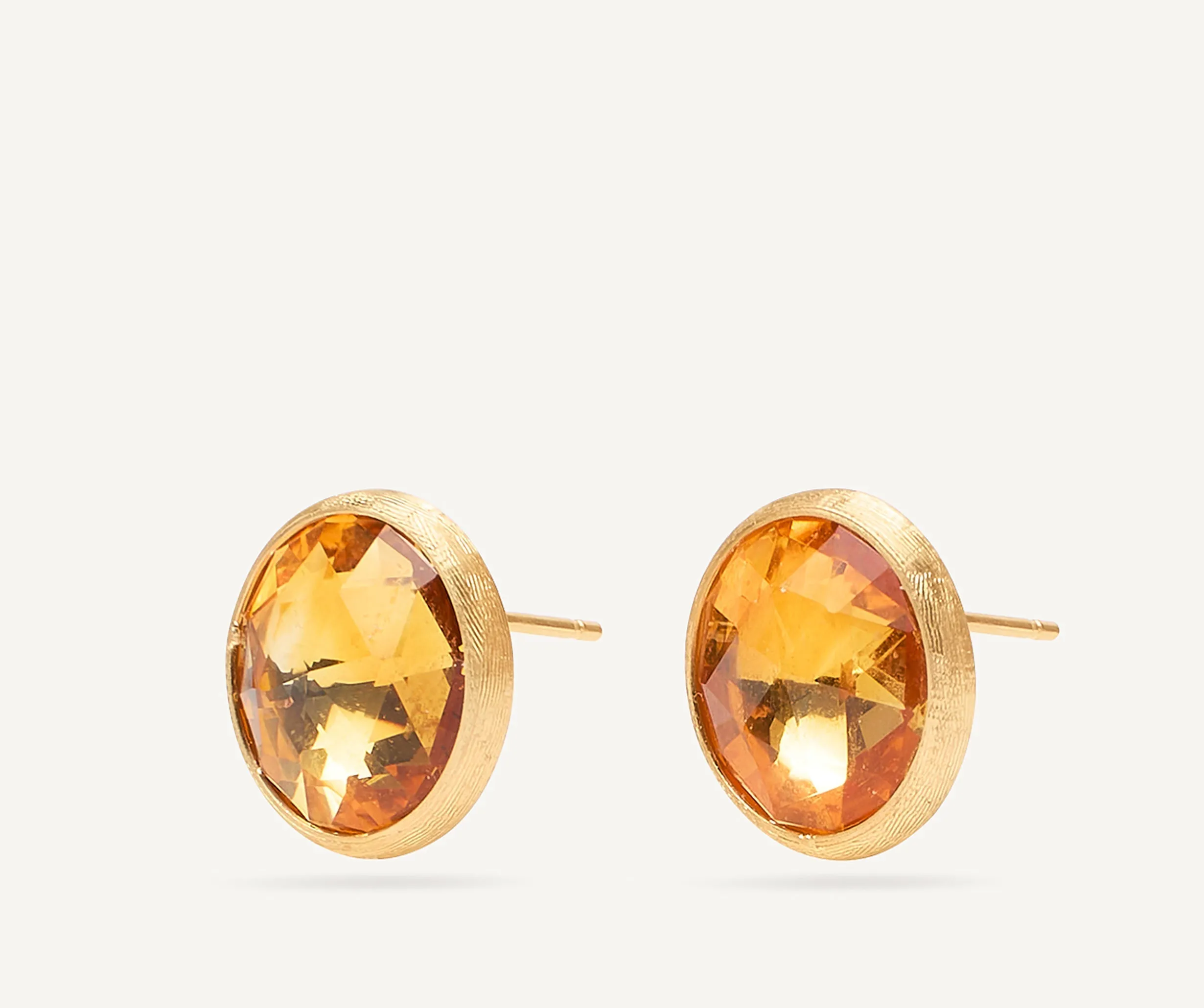 18K Yellow Gold Gemstone Stud Large Earrings