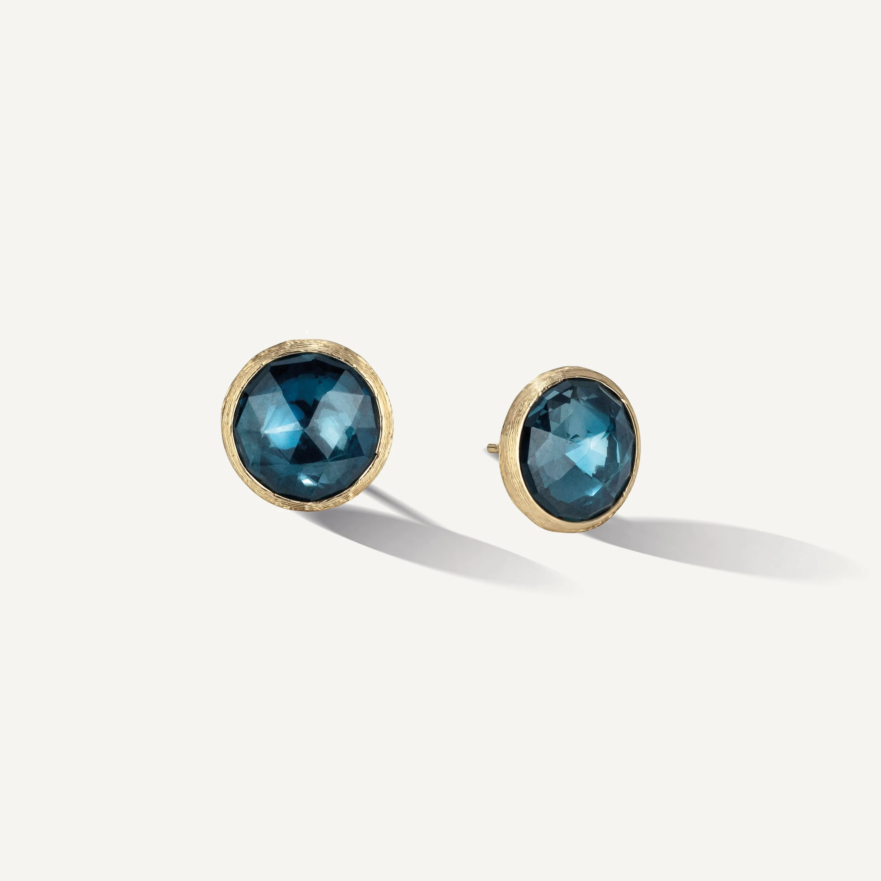 18K Yellow Gold Gemstone Stud Large Earrings