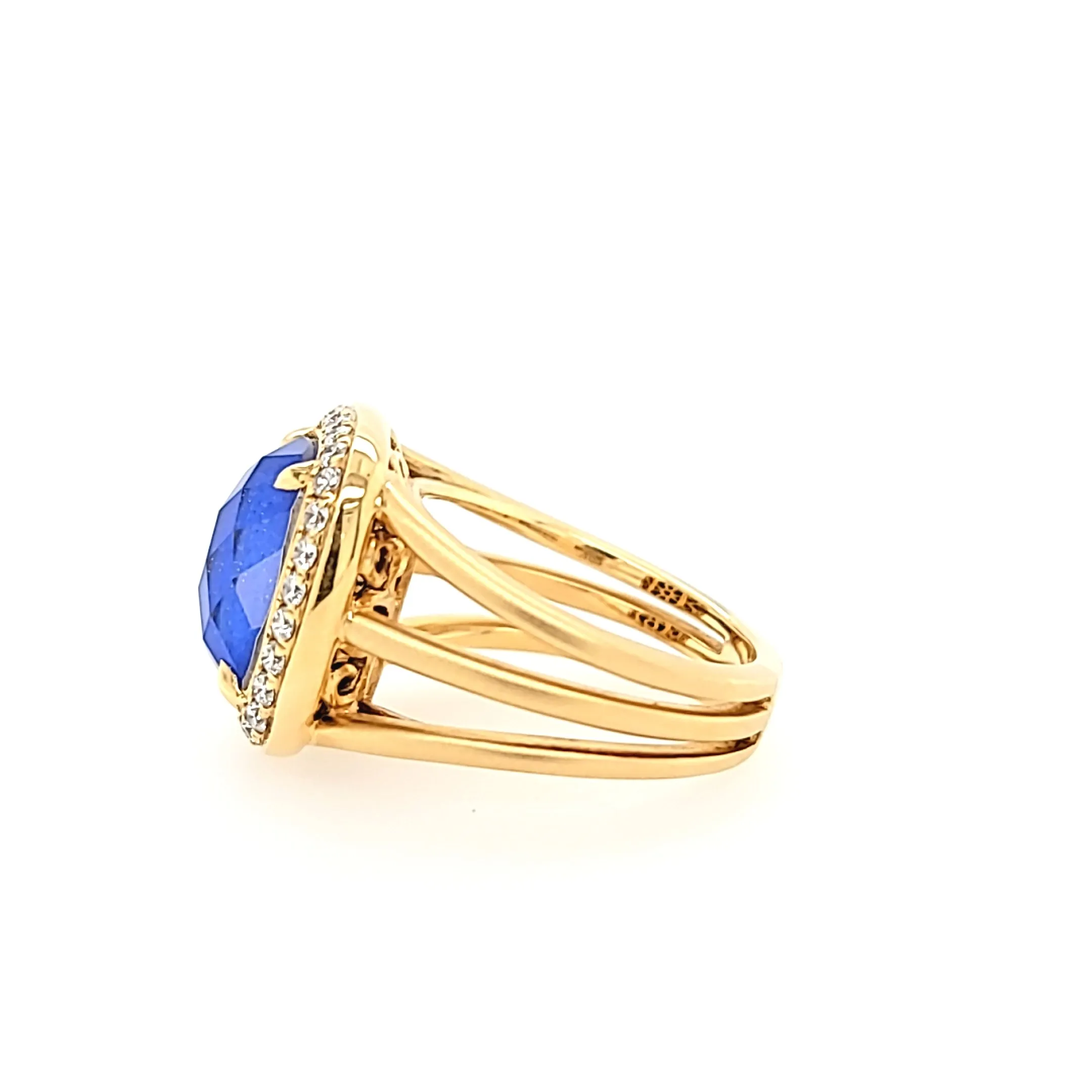 18k Yellow Gold Lapis & Diamond Ring (I7684)