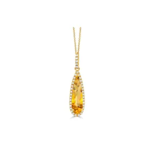 18kt Yellow Gold Diamond Pendant with Citrine