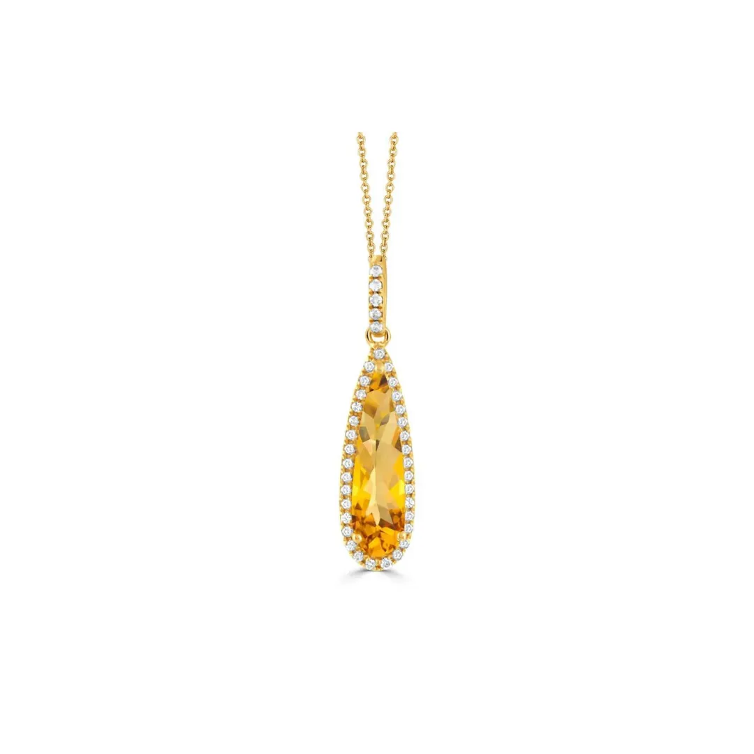 18kt Yellow Gold Diamond Pendant with Citrine