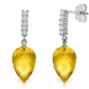 19.15 Carat 14K Solid White Gold Following Derectives Citrine Diamond Earrings