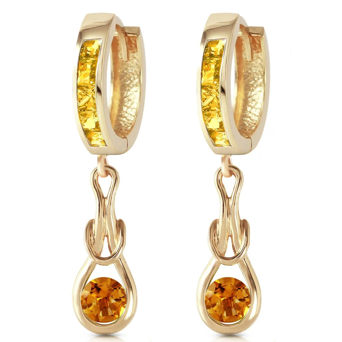 2 Carat 14K Solid Yellow Gold Love Knot Citrine Earrings