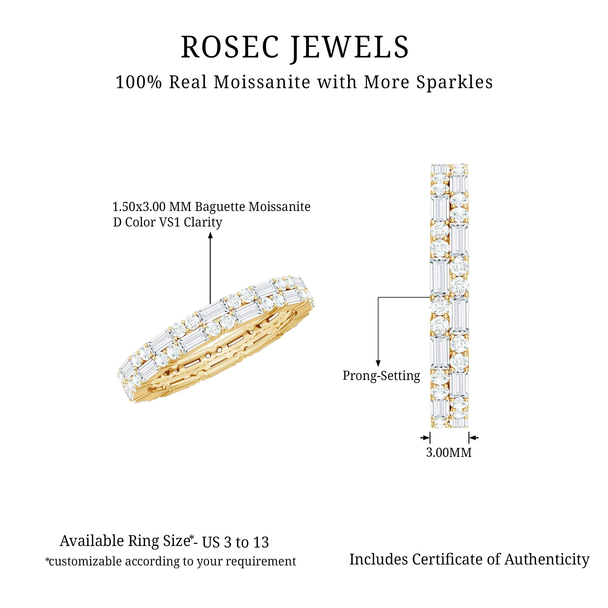 2 CT Stackable Moissanite Eternity Ring for Anniversary