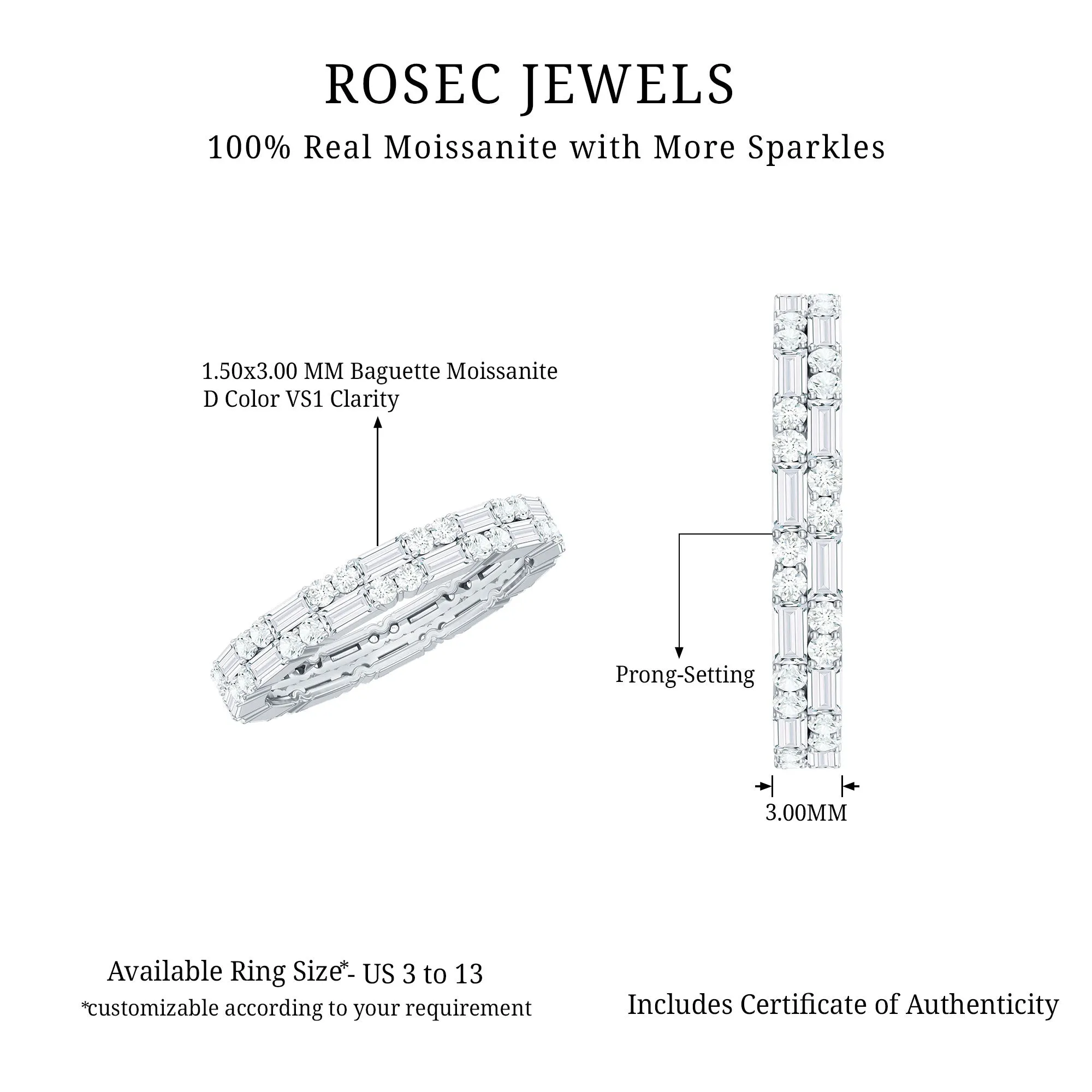 2 CT Stackable Moissanite Eternity Ring for Anniversary