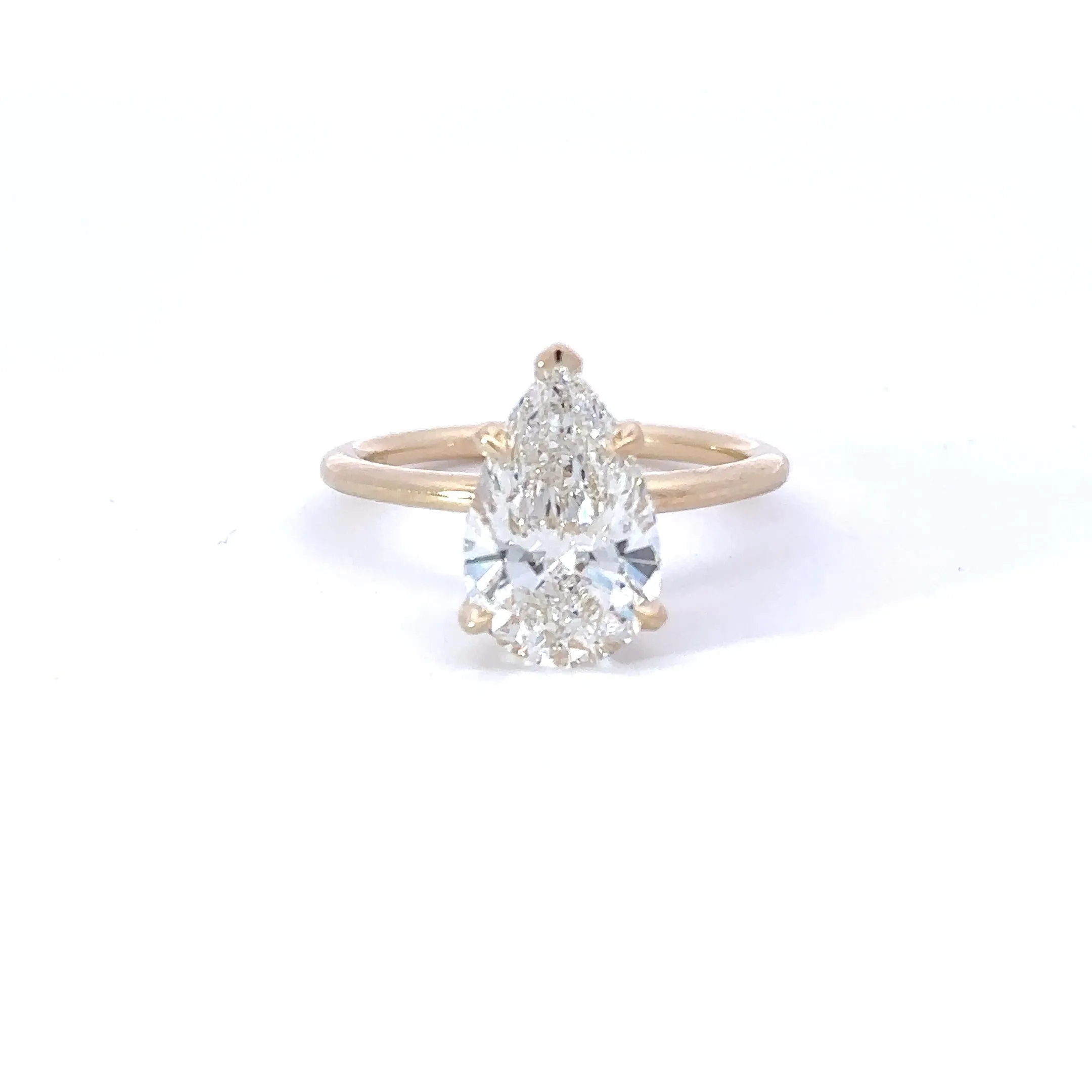 2.00-2.99 Carat Pear Lab Grown Diamond Engagement Ring with Hidden Halo