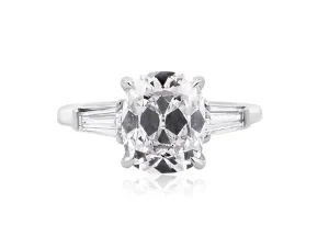 2.92ct EVS2 Antique Cushion Lab Diamond Trinity Ring