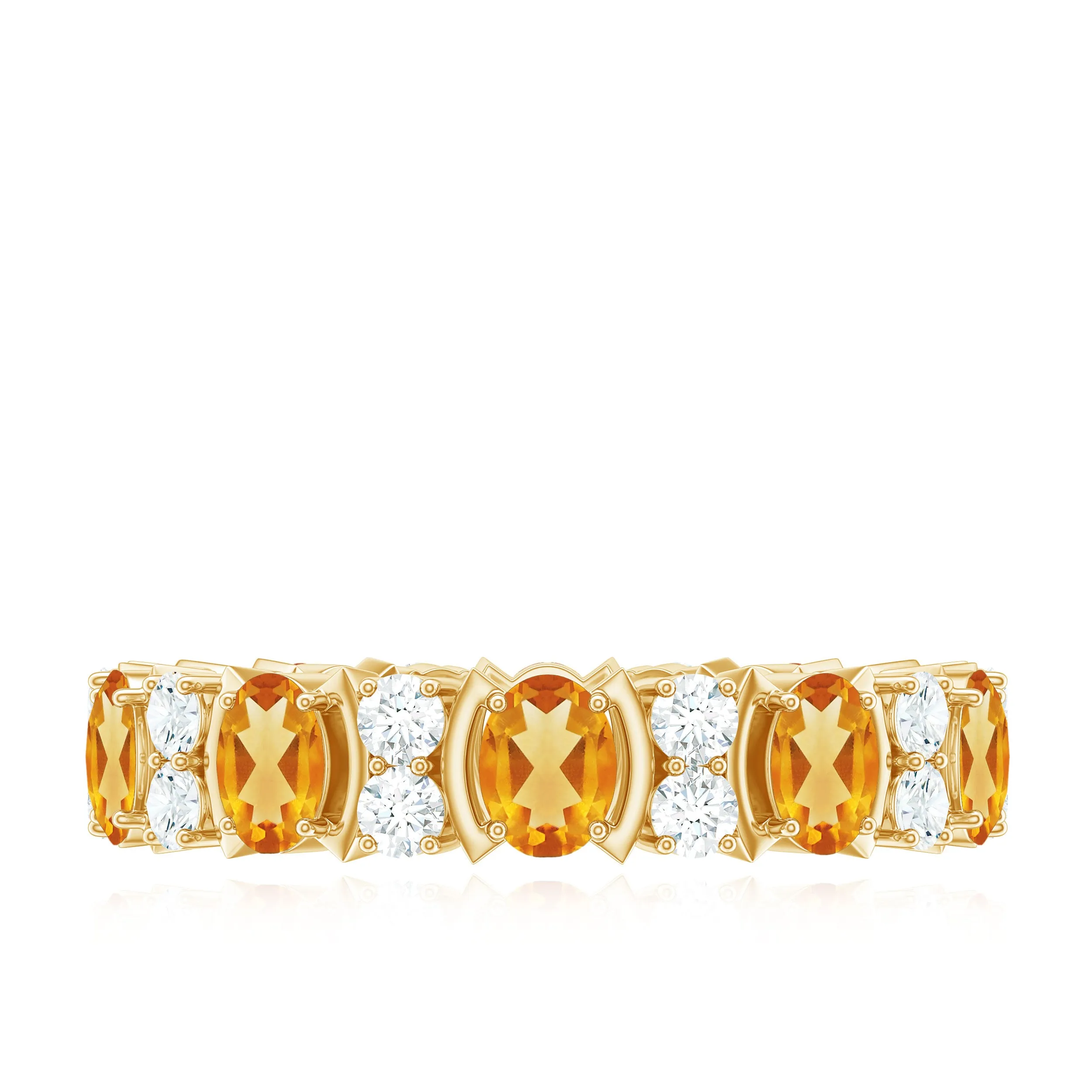 3.5 CT Oval Cut Citrine and Moissanite Eternity Anniversary Ring