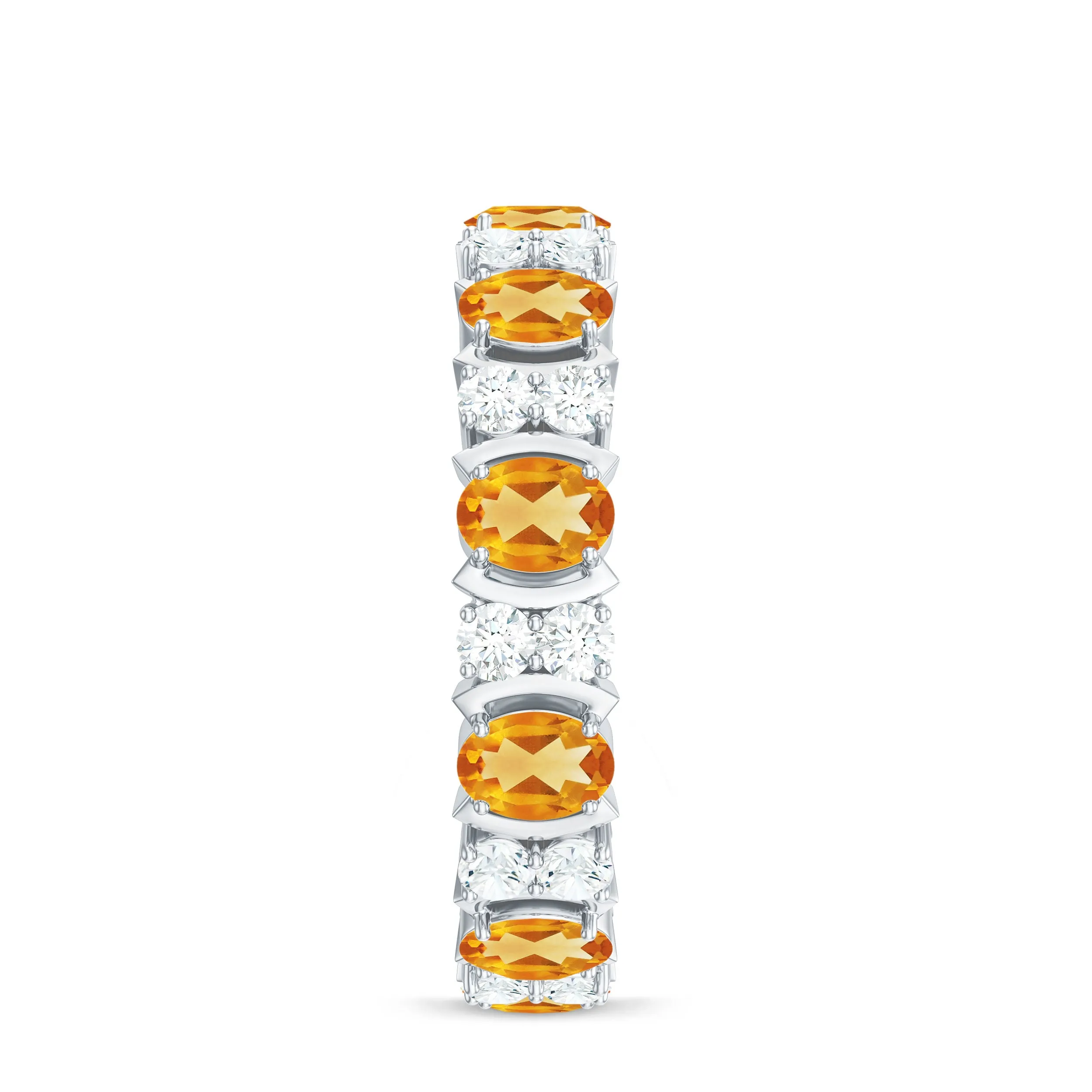 3.5 CT Oval Cut Citrine and Moissanite Eternity Anniversary Ring