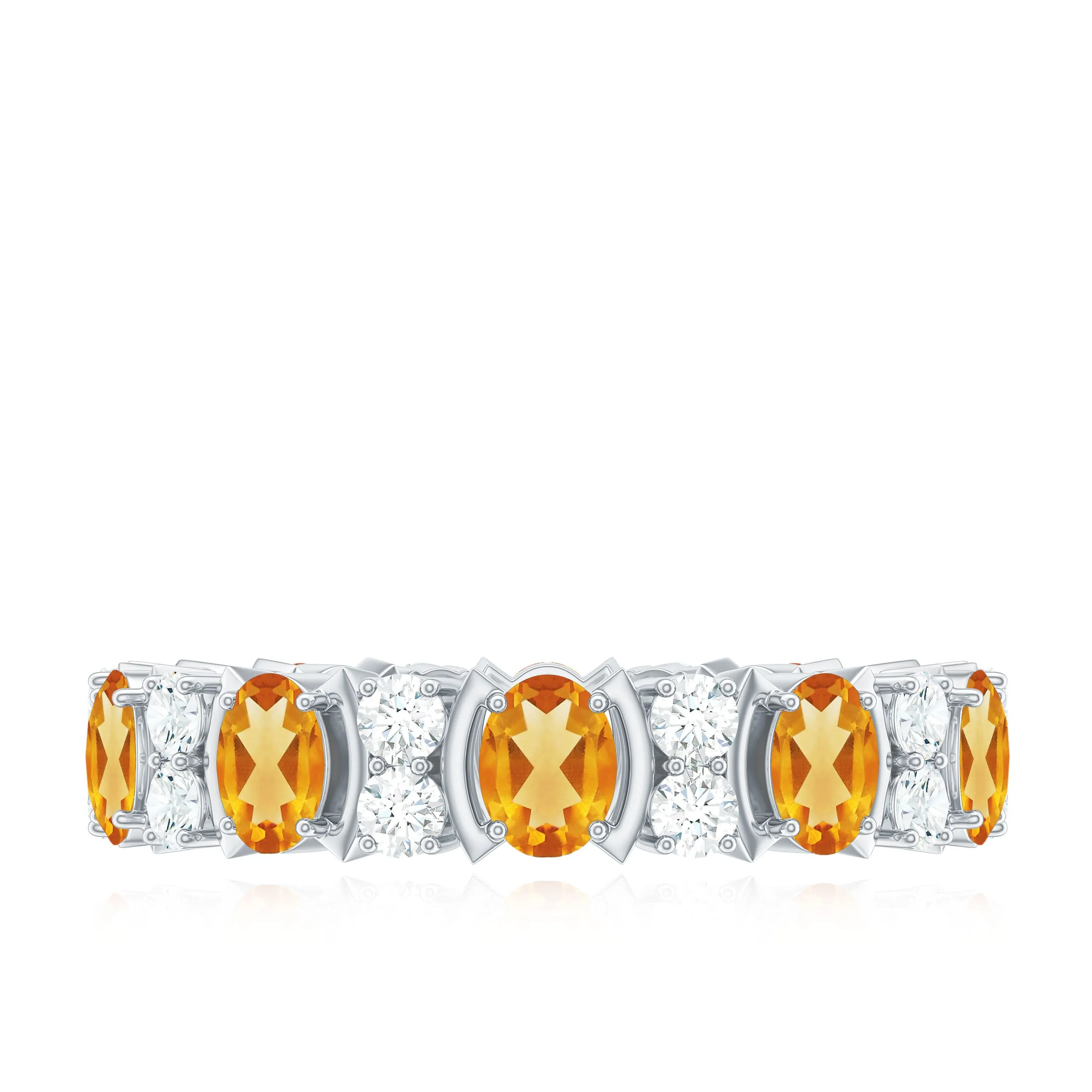 3.5 CT Oval Cut Citrine and Moissanite Eternity Anniversary Ring