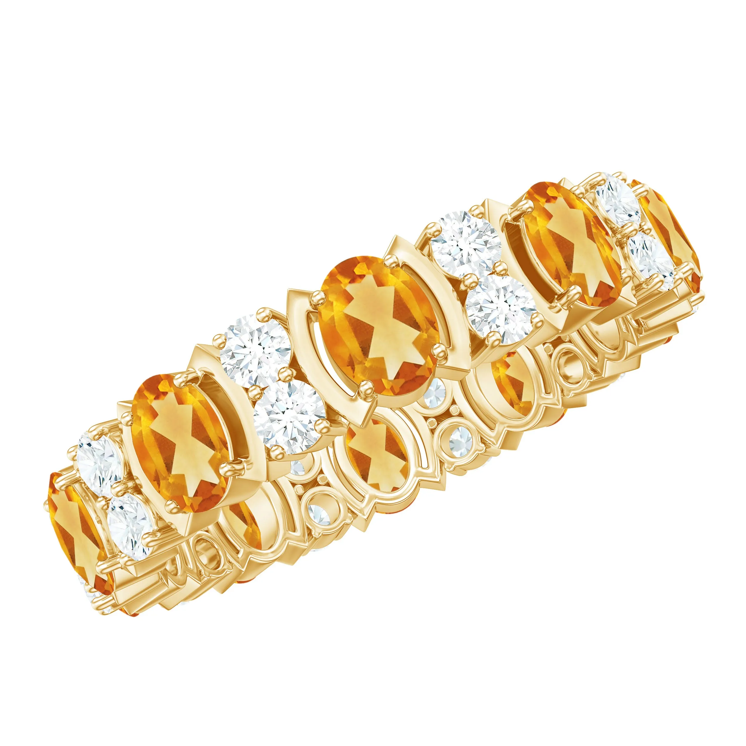 3.5 CT Oval Cut Citrine and Moissanite Eternity Anniversary Ring