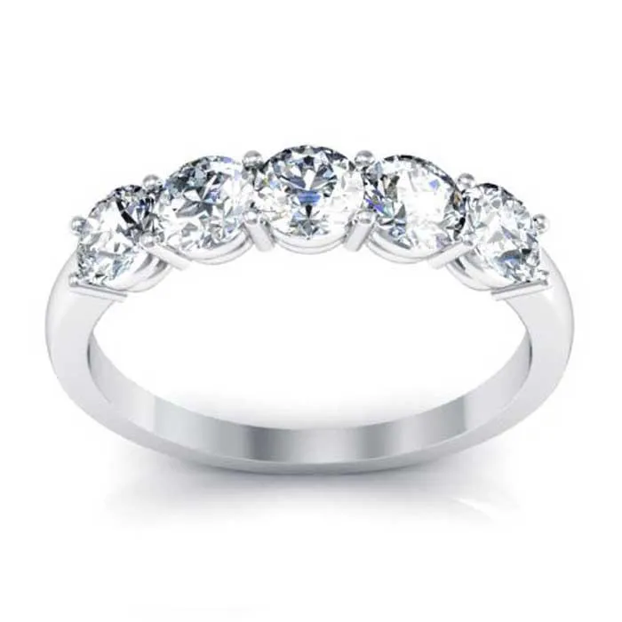 3.5mm Forever One Moissanite Round Five Stone Ring, 0.80cttw