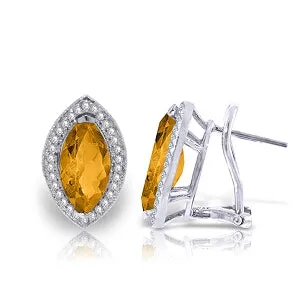 3.6 Carat 14K Solid White Gold Citrine Standard Citrine Diamond Earrings