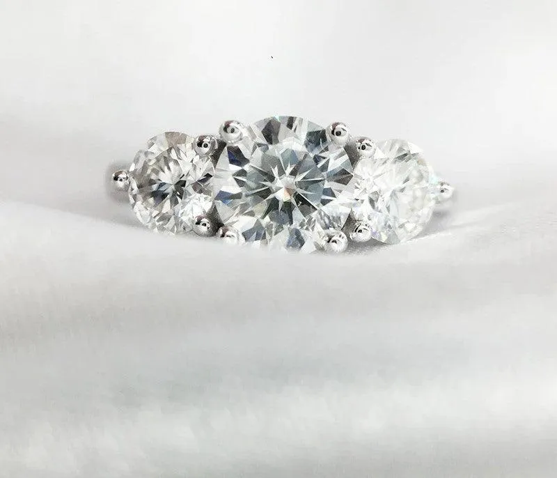 3CTW Round Cut Moissanite Engagement Ring